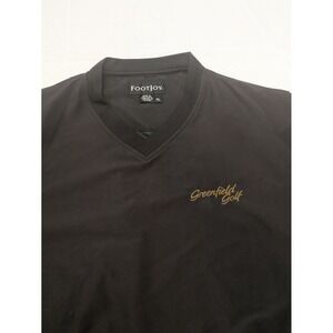 FootJoy Golf Windshirt Men's XL Black Greenfield V-Neck‎ Pullover Short Sleeve